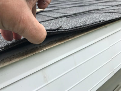 Man checking the roof for splitting